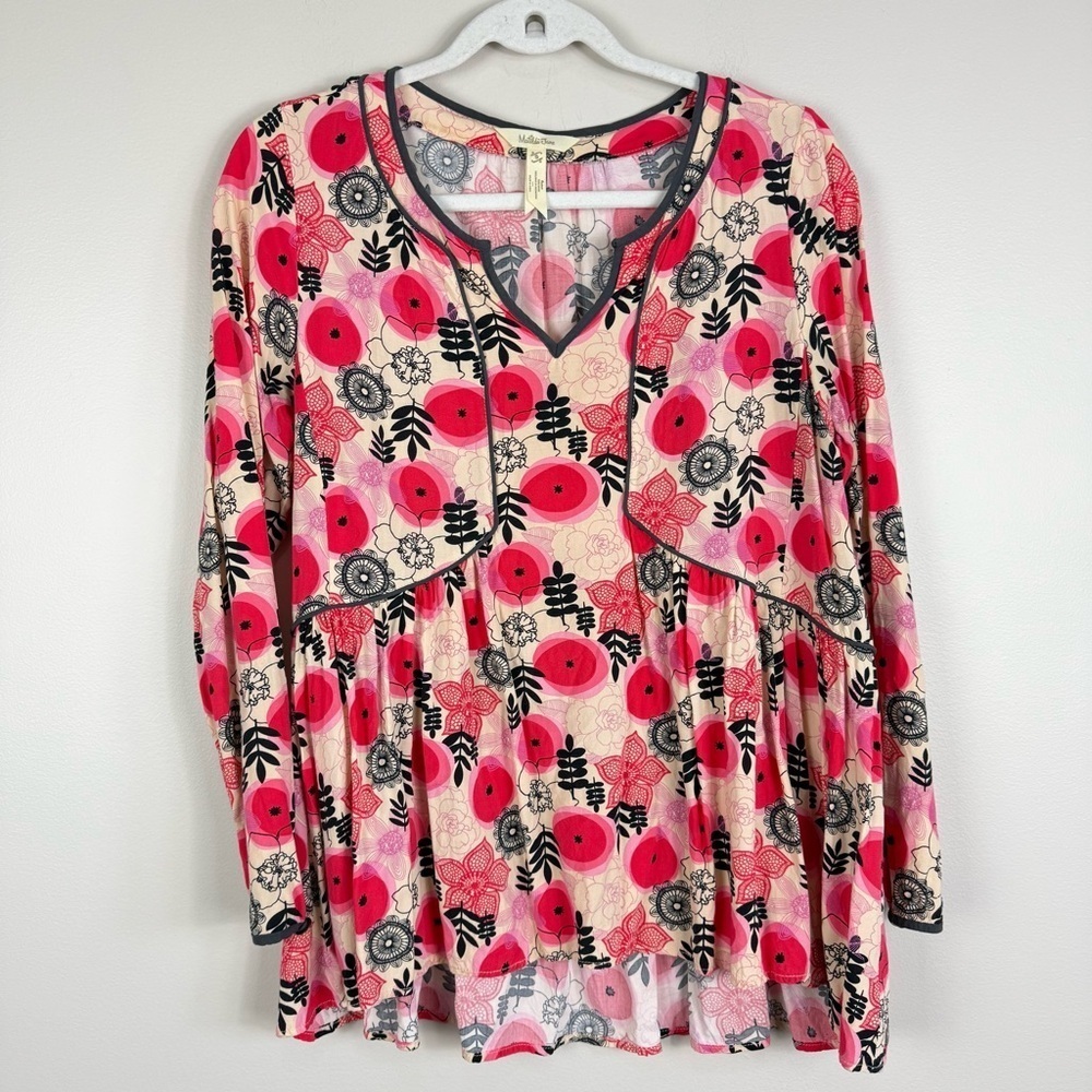 Matilda Jane Blouse Make Believe Mistletoe Magic Top Womens Small Pink Red Shirt